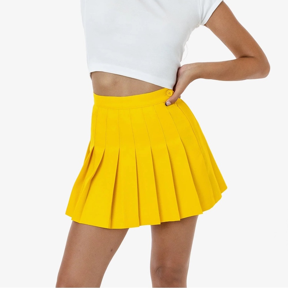Los Angeles Apparel Yellow Pleated Mini Skirt